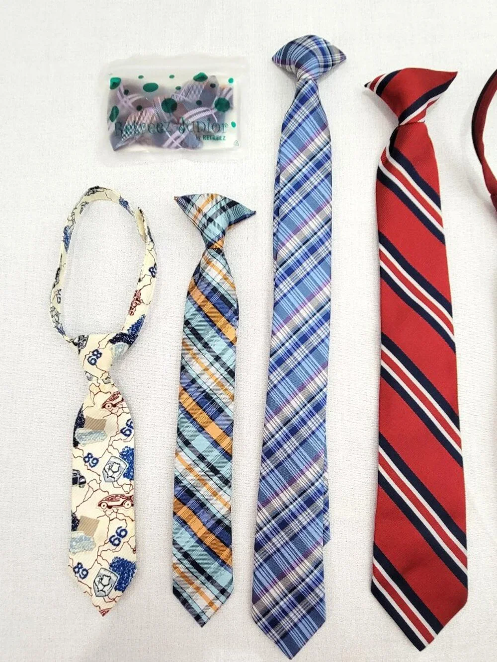 Mixed Lot 6 Boys Ties: Retreez Junior, Novelty Map, Plaid & Stripes